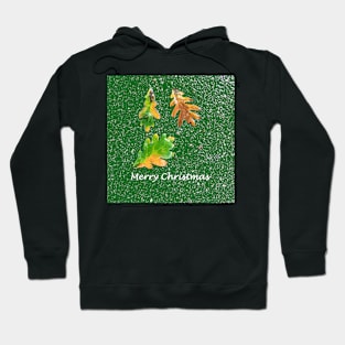 Merry Christmas: Leaves on Green Background Hoodie